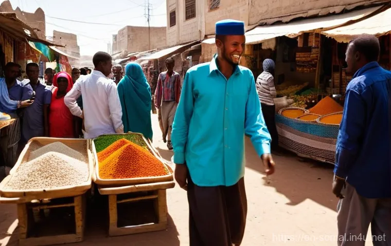 소말릴란드 여행 시 필요한 서류 - **Prompt:** A well-lit scene inside Hargeisa Egal International Airport. A traveler in their late 20...
