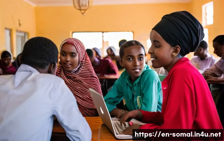 소말릴란드에서 영어 사용 가능성 - **A Vibrant University Cafe in Hargeisa:**
    A bustling indoor cafe scene on a university campus i...