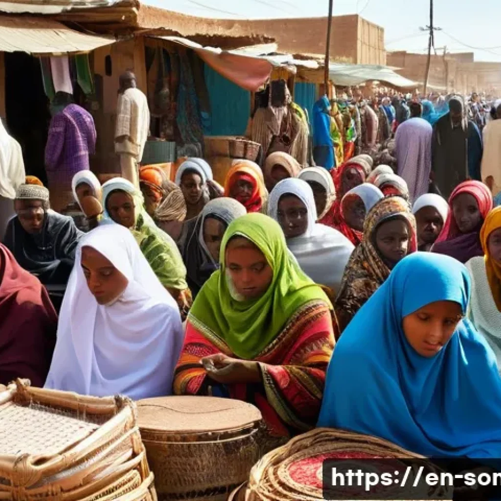소말릴란드의 주요 언론 매체 - **Somaliland Morning Buzz: Print and Radio in the Market**
    A vibrant, photo-realistic depiction ...