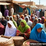 소말릴란드의 주요 언론 매체 - **Somaliland Morning Buzz: Print and Radio in the Market**
    A vibrant, photo-realistic depiction ...